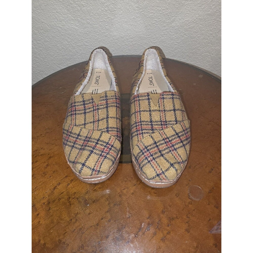 Toms Alpargata Fleece Womens SlipOn Buckthorn Mustard Yellow Flannel Size 7.5